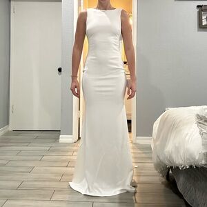 White casual or beach wedding dress.